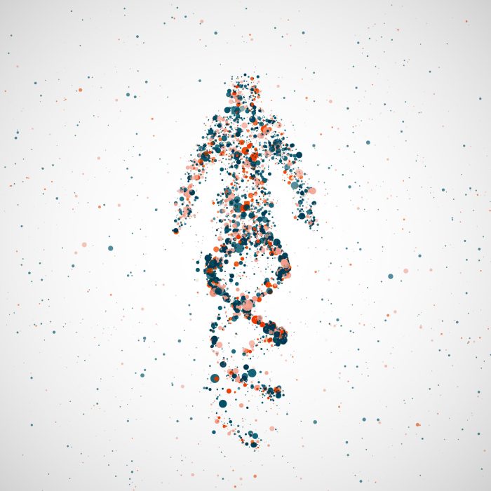 Futuristic model of man dna, abstract molecule cell illustration